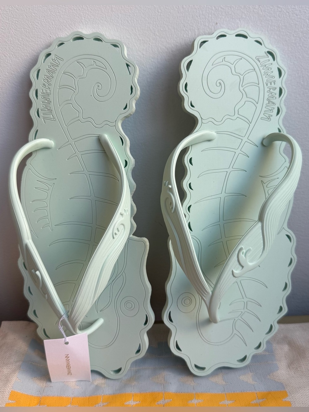 Zimmermann Pale Mint Scalloped Flip Flop Sandals - Picture 7 of 7